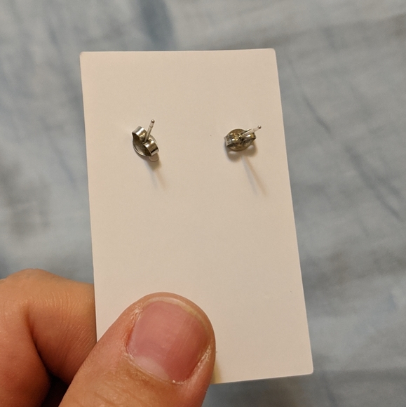 Newborn Feathers Blue Jeweled earrings 8mm - Picture 3 of 3